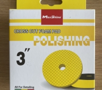 Phớt xốp/mút đánh bóng caro bước 2 kích thước 3 inch Maxshine 2002090Y màu vàng, được làm từ xốp mềm, có tính đàn hồi, được cắt chéo bề măt giúp thoát nhiệt nhanh