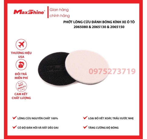 Phớt lông cừu đánh bóng kính xe ô tô 5 inch Maxshine 2065130 kết hợp với sáp chuyên dụng được sử dụng để đánh bóng kính xe hơi