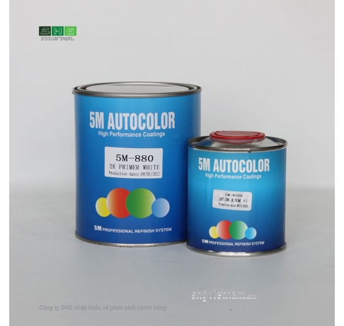 CẶP LÓT MÀU 2K TRẮNG 5M-880 1KG + CỨNG LÓT 4:1 5M-850 0.25L