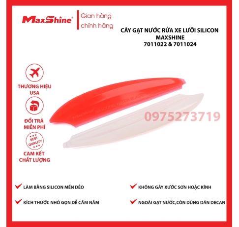 Cây gạt nước rửa xe lưỡi Silicon Maxshine 7011022 được làm từ chất liệu silicon mềm, dẻo dai không gây xước bề mặt sơn và kính, màu trong suốt