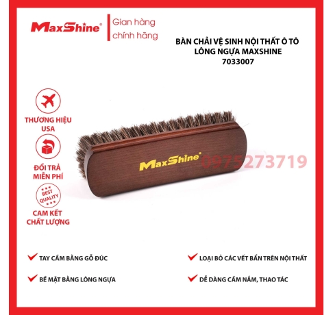 Bàn chải vệ sinh nội thất ô tô lông ngựa Maxshine 7033007 có tay cầm bằng gỗ đúc phun và bề mặt sợi từ lông ngựa siêu mềm