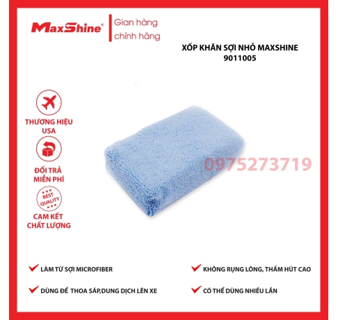 Xốp khăn sợi nhỏ Maxshine 9011005 có thiết kế với lớp vải màu xanh mềm mại bao bọc ôm sát xung quanh một lõi bọt biển hình chữ nhật