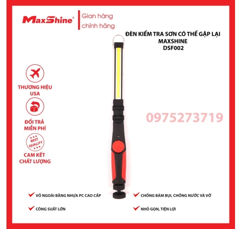 Đèn kiểm tra sơn có thể gập lại Maxshine DSF002 được thiết kế với vỏ ngoài được bao bọc bởi cao su cao cấp, có khả năng chống bám bụi, chống nước và vỡ cực kỳ chắc chắn