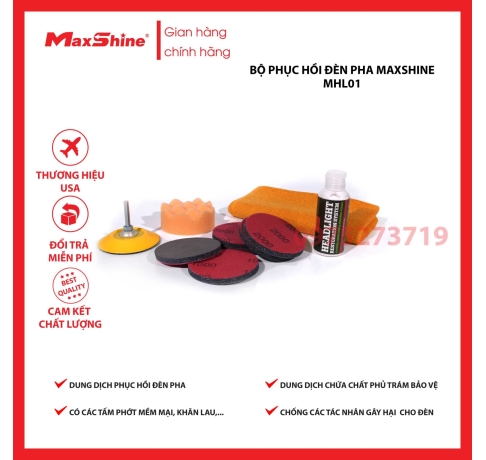 Bộ phục hồi đèn pha Maxshine MHL01 là tập hợp các sản phẩm chuyên nghiệp được lắp ráp đặc biệt để phục hồi, bảo trì và bảo vệ tất cả các loại đèn pha bằng nhựa và acrylic nhẵn, sáng bóng một cách nhanh chóng và an toàn