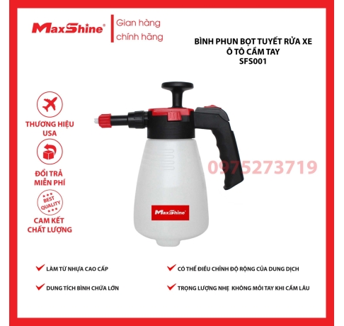 Bình phun bọt tuyết rửa xe ô tô cầm tay SFS001 Maxshine dùng để phun bọt vệ sinh nội & ngoại thất xe, nhà cửa, tưới cây